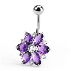 Stříbrný piercing do pupíku - kytička