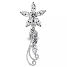 Stříbrný piercing do pupíku - kytička