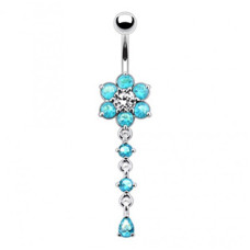 Stříbrný piercing do pupíku - kytička