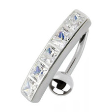 Stříbrný piercing do pupíku se štítem - obrácený