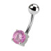 Stříbrný piercing do pupíku - kulatý zirkon 6 mm