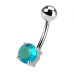 Stříbrný piercing do pupíku - kulatý zirkon 6 mm