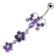 Stříbrný piercing do pupíku - motýlek