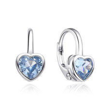 Stříbrné dívčí náušnice srdíčka světle modrá