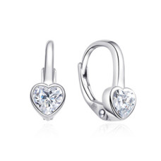 Stříbrné dívčí náušnice srdíčka čirá