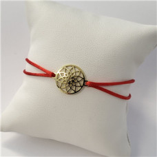 Červený textilní náramek mandala, Ag 925