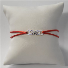 Červený textilní náramek keltský uzel, Ag 925