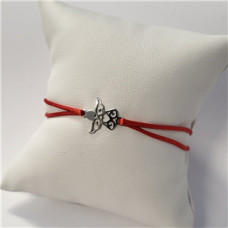 Červený textilní náramek andělíček, Ag 925