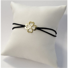 Černý textilní náramek čtyřlístek, Ag 925