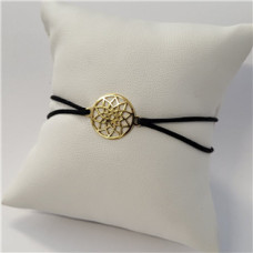 Černý textilní náramek mandala, Ag 925