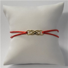Červený textilní náramek keltský uzel, Ag 925