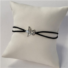 Černý textilní náramek andělíček, Ag 925