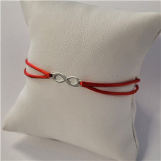 Červený textilní náramek nekonečno, Ag 925