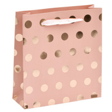 Růžová dárková taška s puntíky