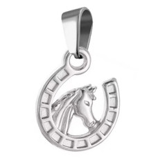 Ocelový přívěsek podkova s koněm