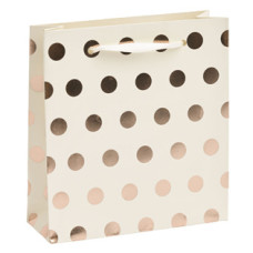 Bílá dárková taška s puntíky