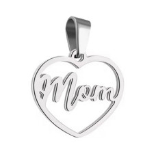 Ocelový přívěsek srdce MOM