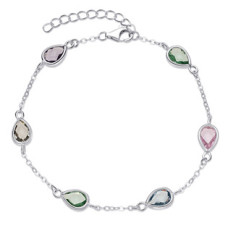 Dámský stříbrný náramek s barevnými kameny