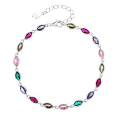 Dámský stříbrný náramek s barevnými kameny