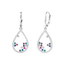 Visací stříbrné náušnice s barevnými zirkony