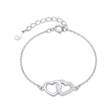 Dětský stříbrný náramek dvojité srdce