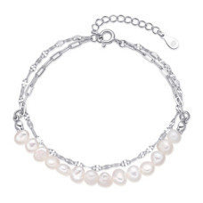 Stříbrný náramek s přírodními perličkami