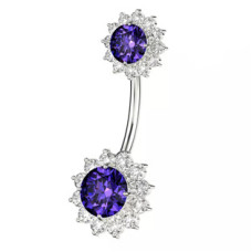 Stříbrný piercing do pupíku - kytičky