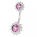Stříbrný piercing do pupíku - kytičky