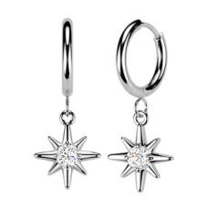 Visací ocelové náušnice hvězdy