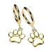 Zlacené visací ocelové náušnice psí tlapky