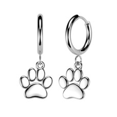 Visací ocelové náušnice psí tlapky