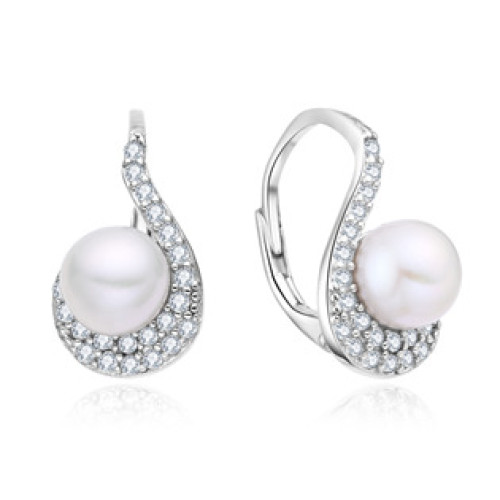 Stříbrné perlové náušnice se zirkony Stříbrné perlové náušnice se zirkony