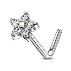 Zahnutý piercing do nosu - kytička