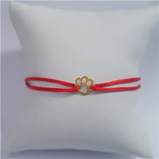 Červený textilní náramek psí tlapka, Ag 925