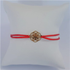 Červený textilní náramek květ života, Ag 925