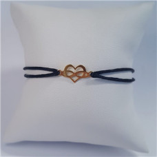 Černý textilní náramek srdce a nekonečno, Ag 925