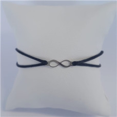 Černý textilní náramek nekonečno, Ag 925