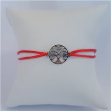 Červený textilní náramek strom života, Ag 925