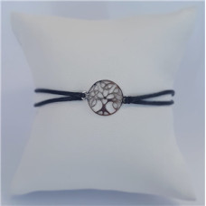 Černý textilní náramek strom života, Ag 925