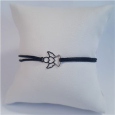 Černý textilní náramek andílek, Ag 925