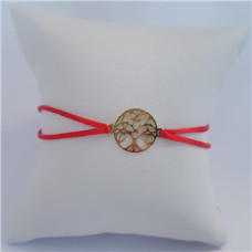 Červený textilní náramek strom života, Ag 925