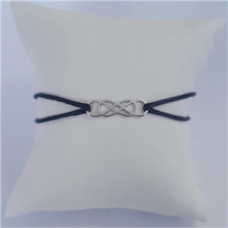 Černý textilní náramek keltský uzel, Ag 925