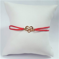 Červený textilní náramek srdce a nekonečno, Ag 925