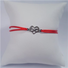 Černý textilní náramek srdce a nekonečno, Ag 925