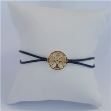 Černý textilní náramek strom života, AG 925