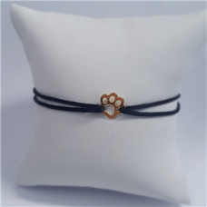 Černý textilní náramek psí tlapka, Ag 925