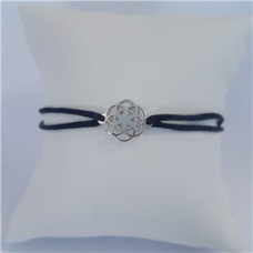 Černý textilní náramek květ života, Ag 925