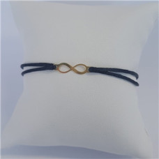 Černý textilní náramek nekonečno, Ag 925