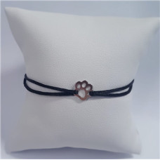 Černý textilní náramek psí tlapka, Ag 925