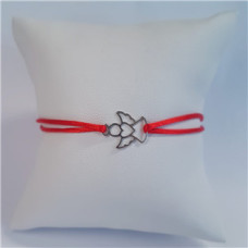 Červený textilní náramek andílek, Ag 925